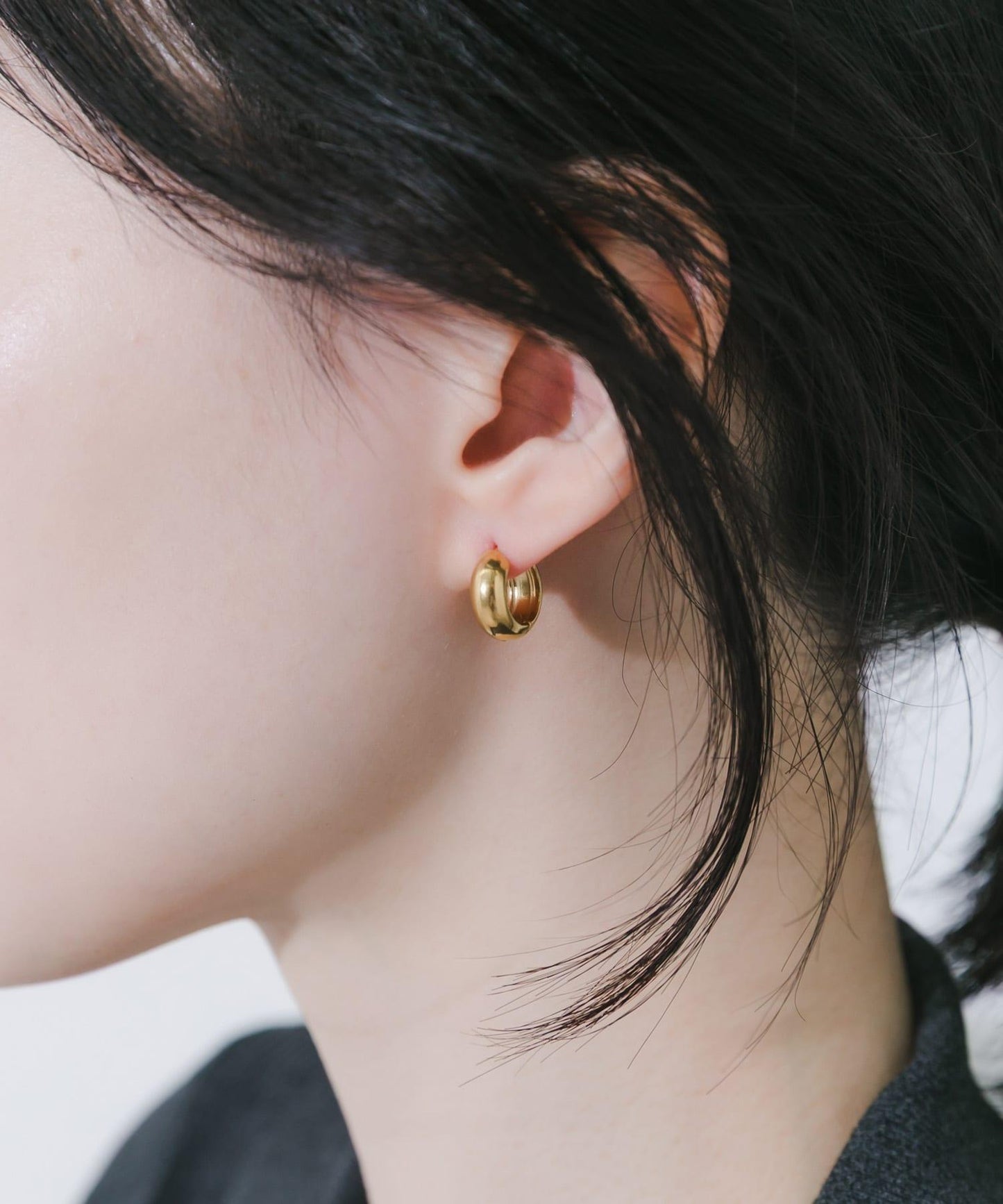 不鏽鋼 飽滿迷你圓環耳環