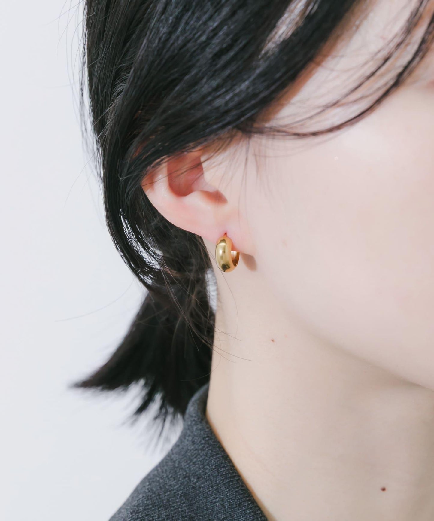 不鏽鋼 飽滿迷你圓環耳環