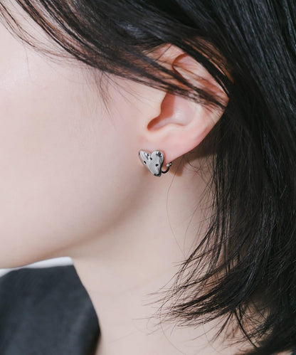 圓點金屬愛心 耳夾