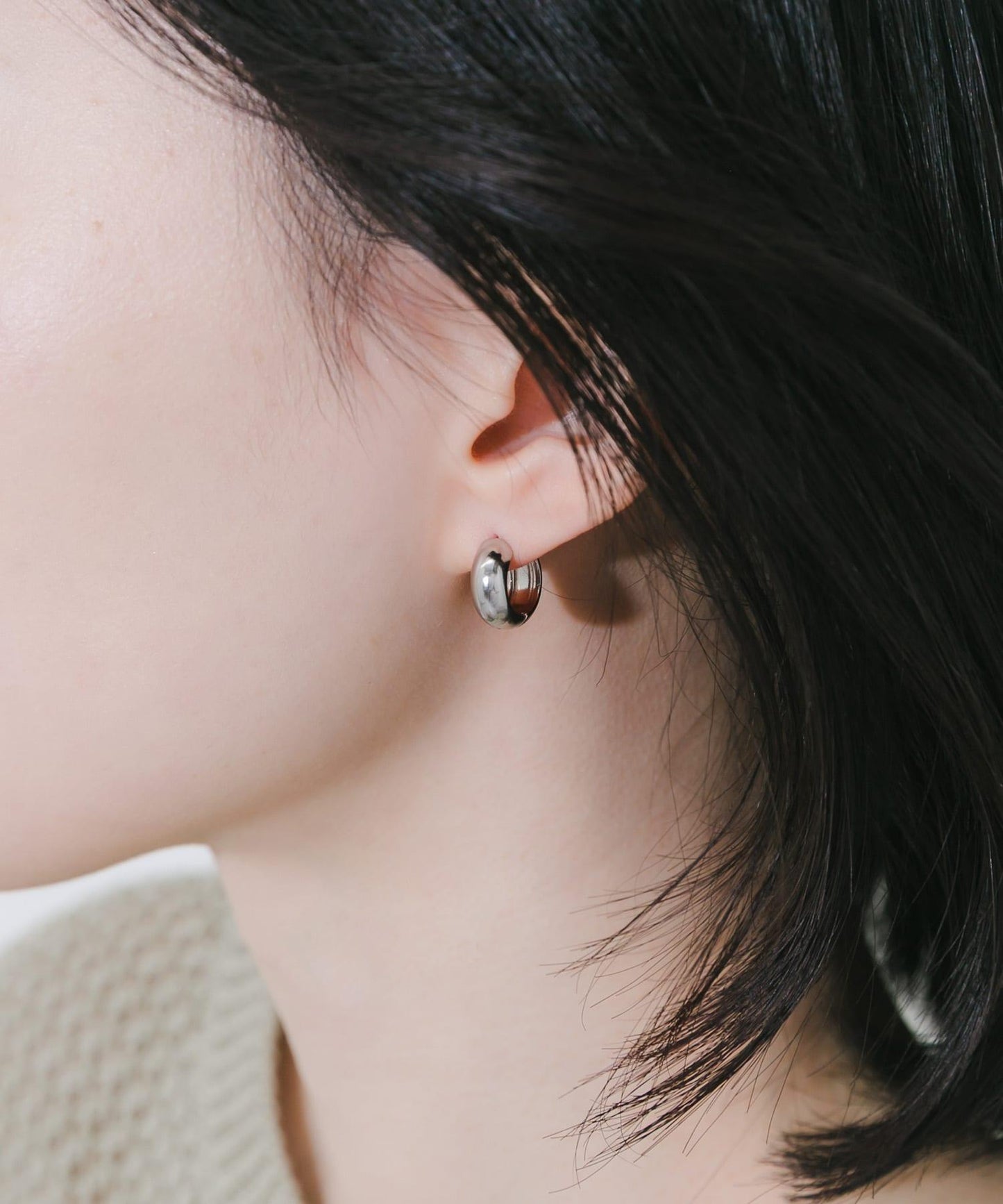 不鏽鋼 飽滿迷你圓環耳環