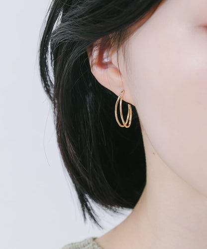雙細線條設計耳環