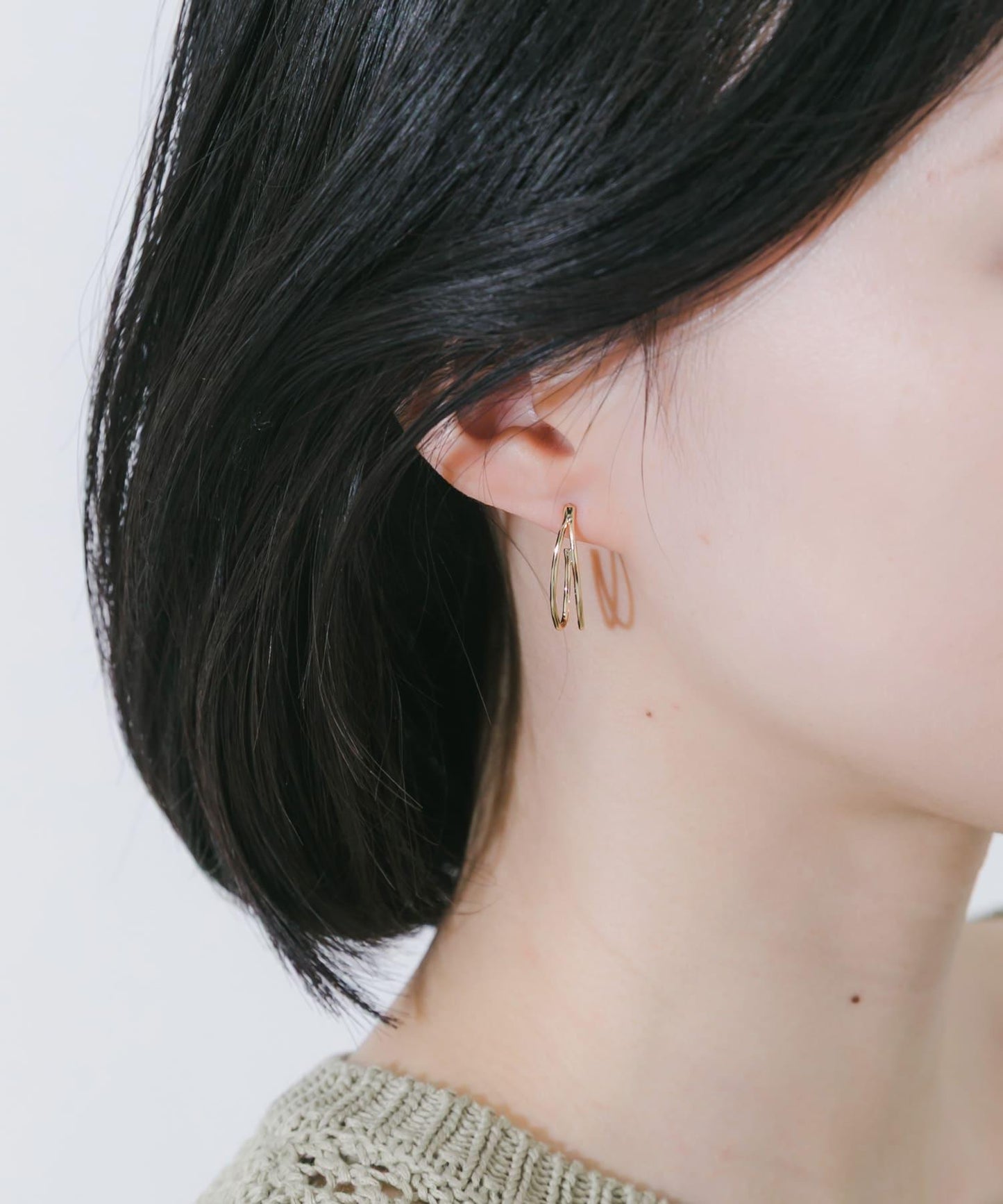 雙細線條設計耳環