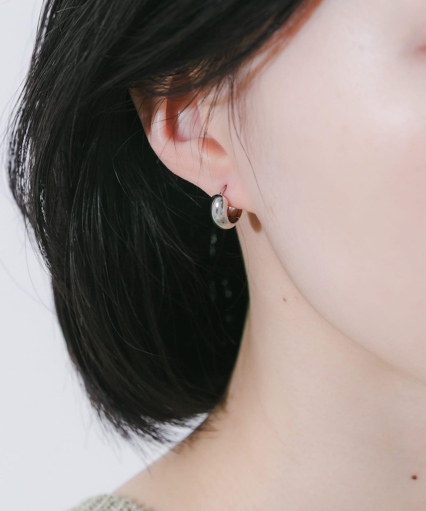 不鏽鋼 飽滿迷你圓環耳環