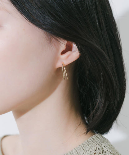 雙細線條設計耳環