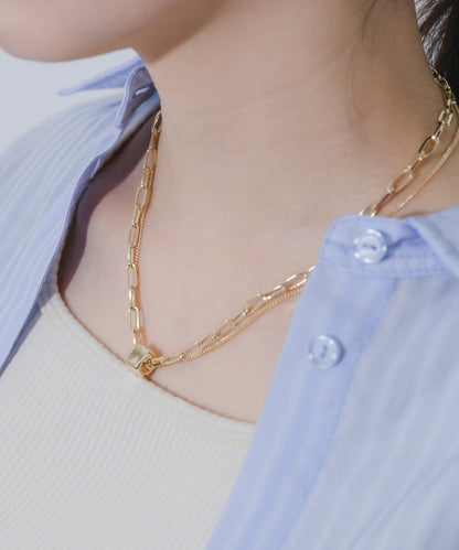 方形吊墜疊搭項鍊