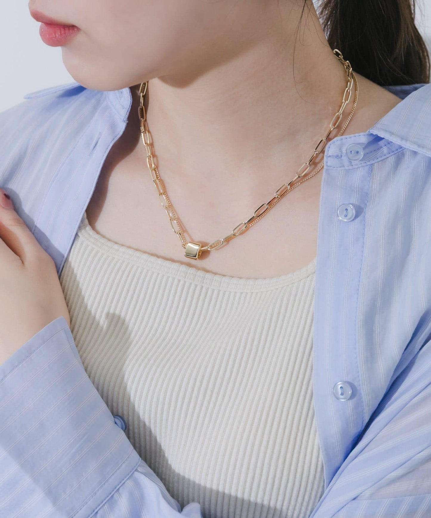 方形吊墜疊搭項鍊