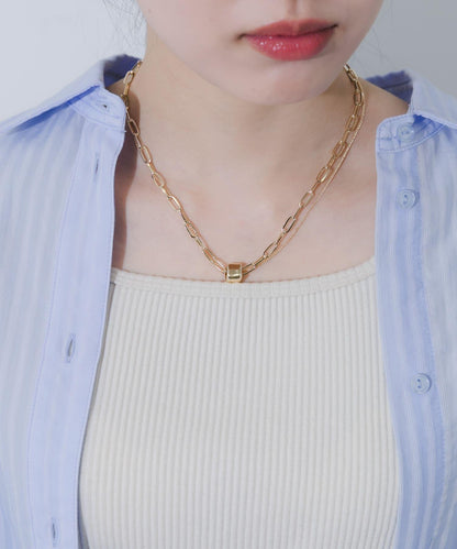 方形吊墜疊搭項鍊