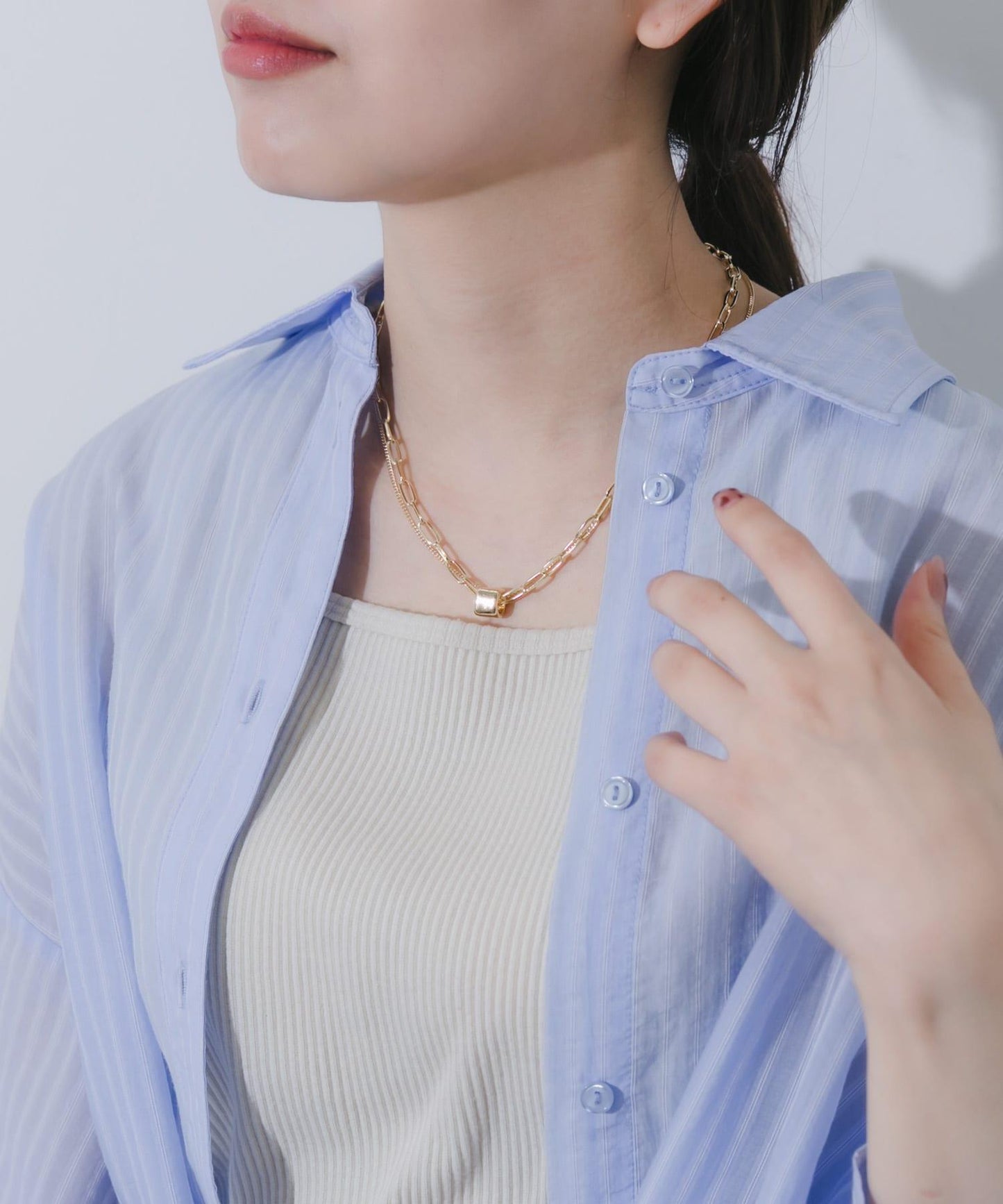 方形吊墜疊搭項鍊