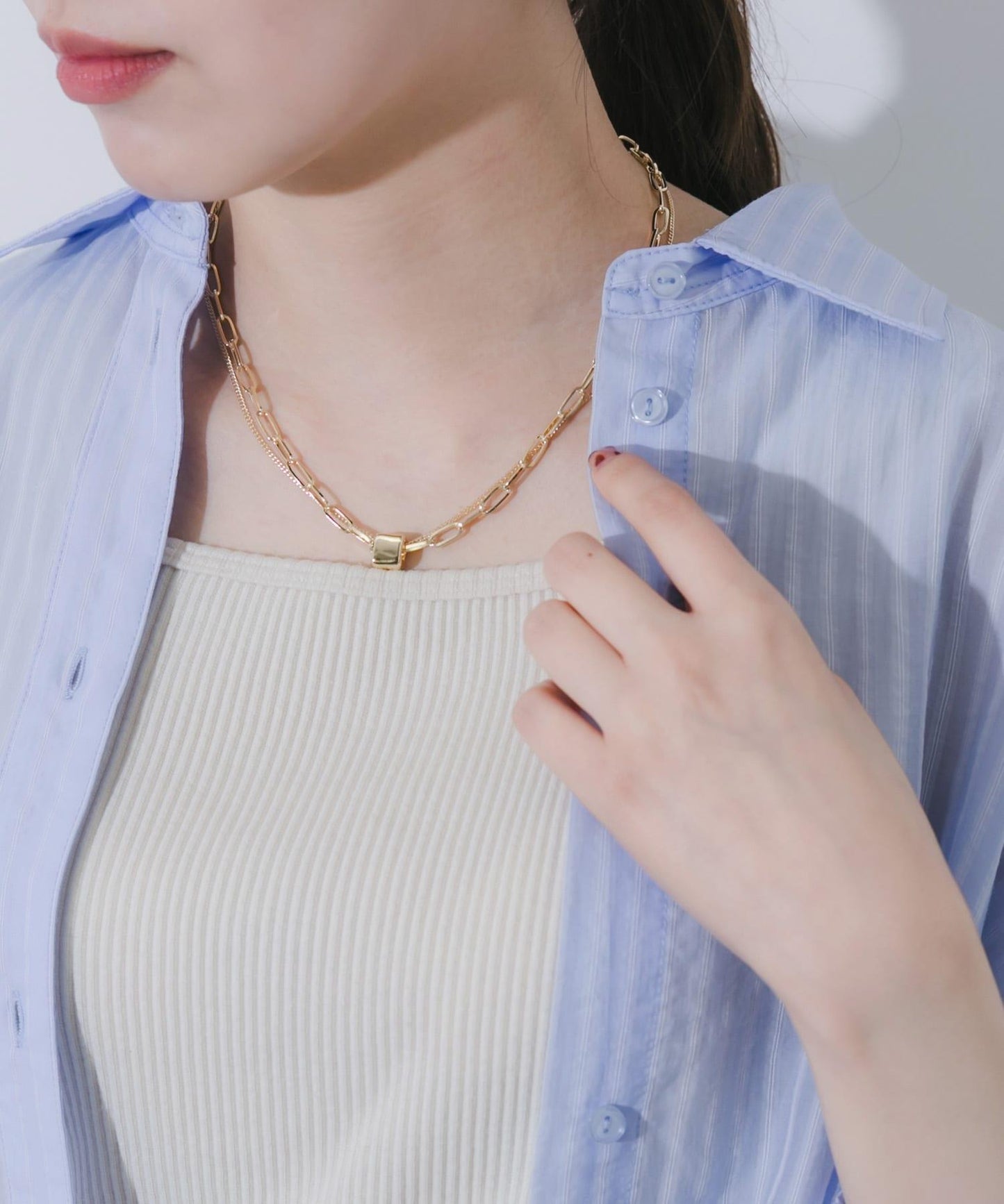 方形吊墜疊搭項鍊