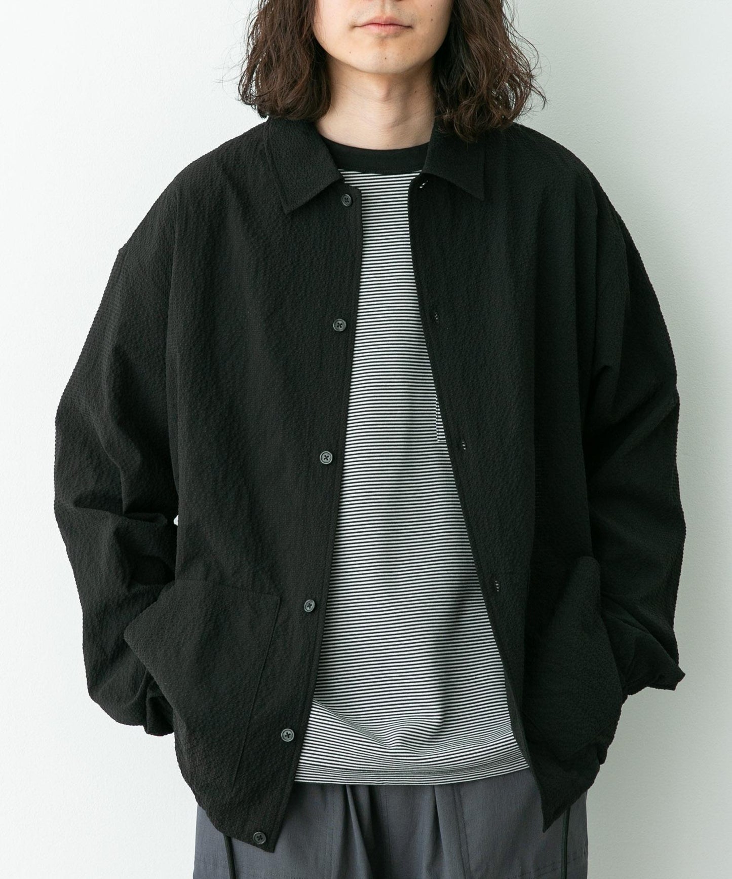 泡泡紗面料教練夾克