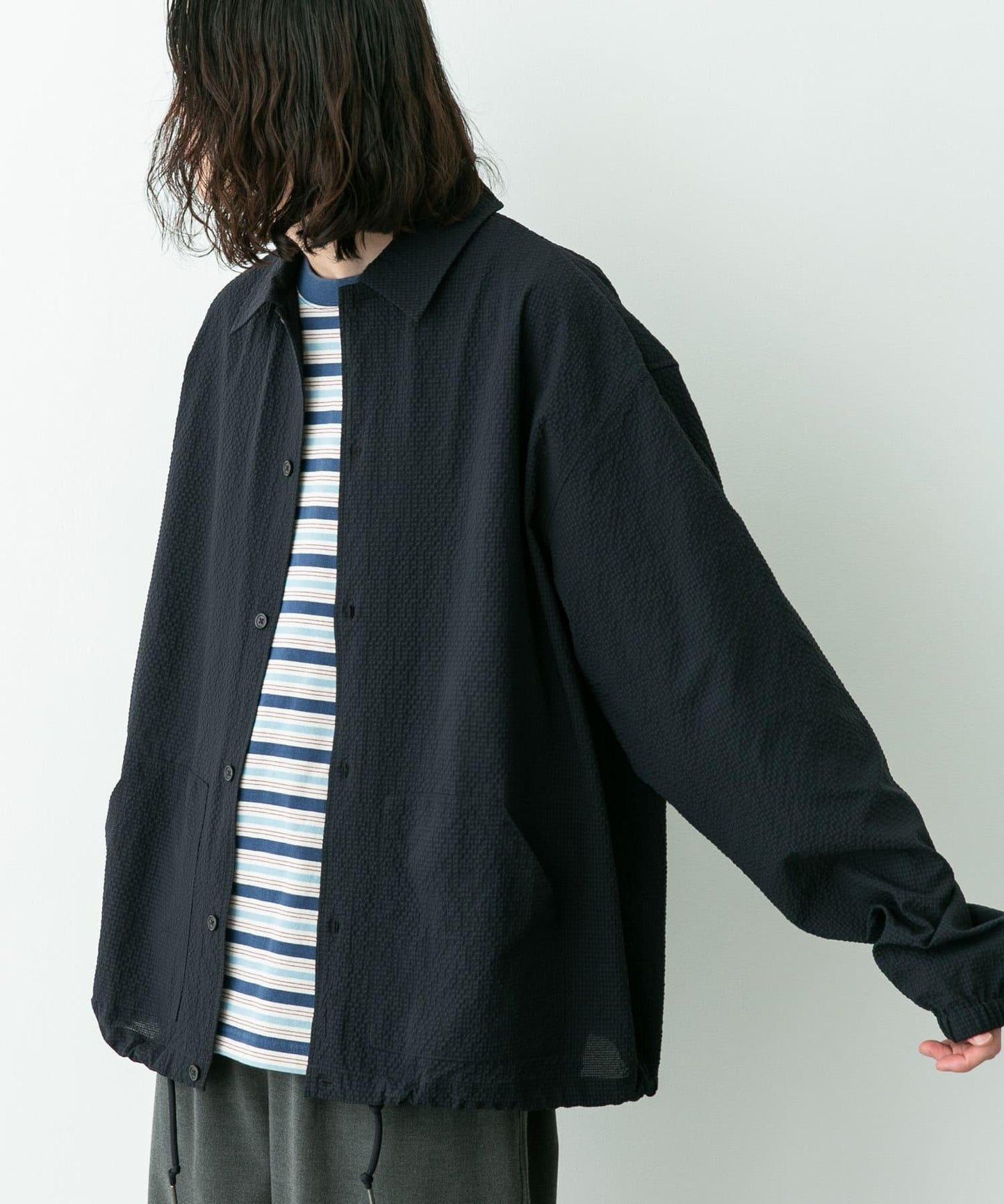 泡泡紗面料教練夾克