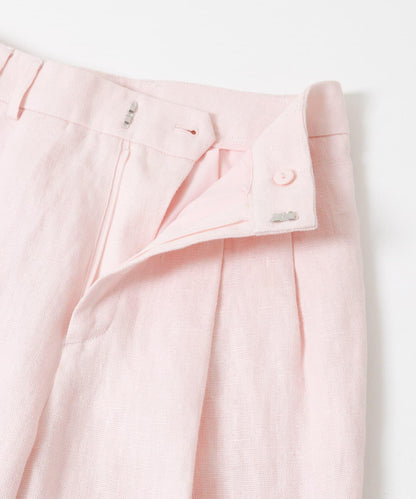 牛津紡亞麻直筒褲