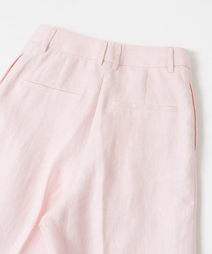 牛津紡亞麻直筒褲