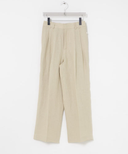 牛津紡亞麻直筒褲