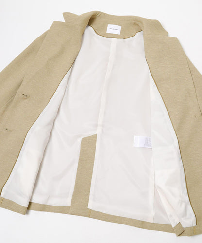 亞麻感西裝領短款夾克