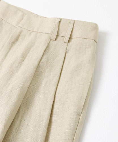 牛津紡亞麻直筒褲