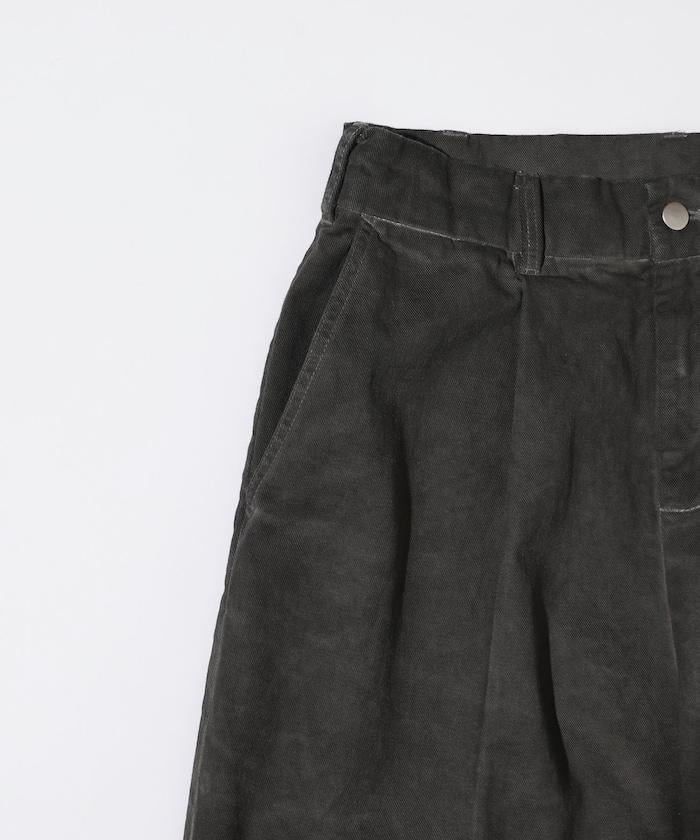 水洗做舊 棉質 打褶 闊腿褲