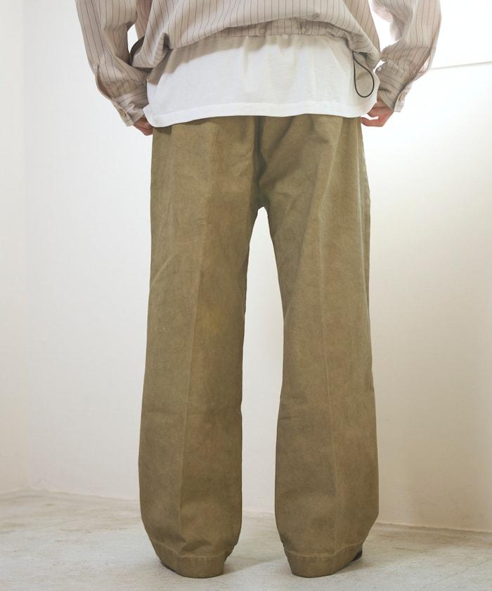 水洗做舊 棉質 打褶 闊腿褲