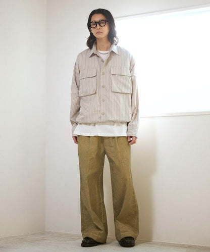 水洗做舊 棉質 打褶 闊腿褲