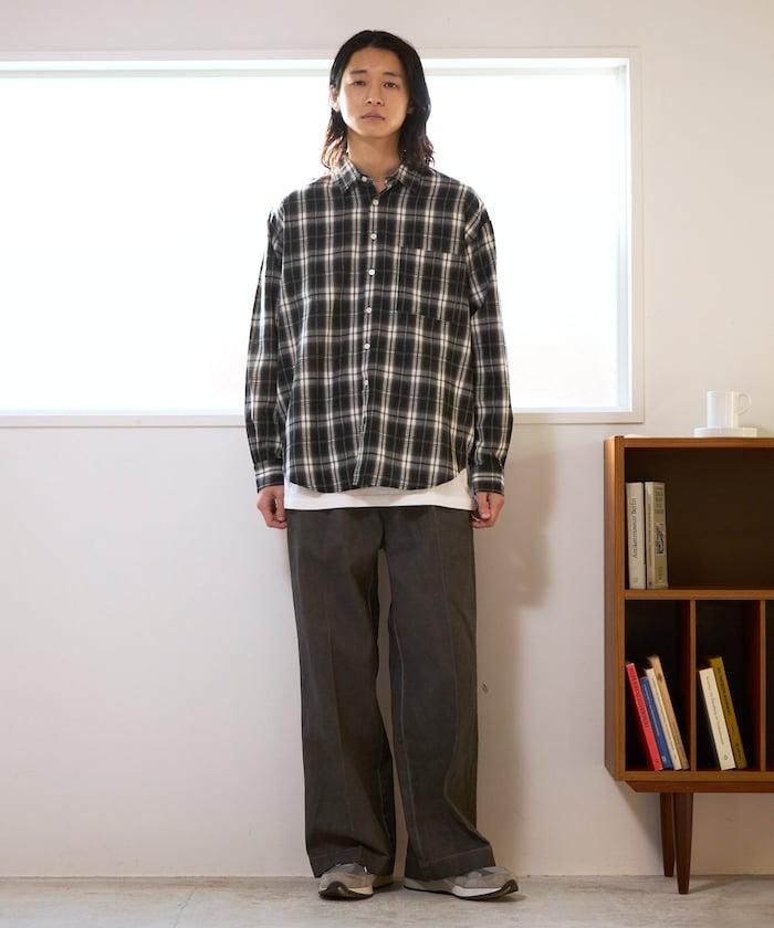 水洗做舊 棉質 打褶 闊腿褲