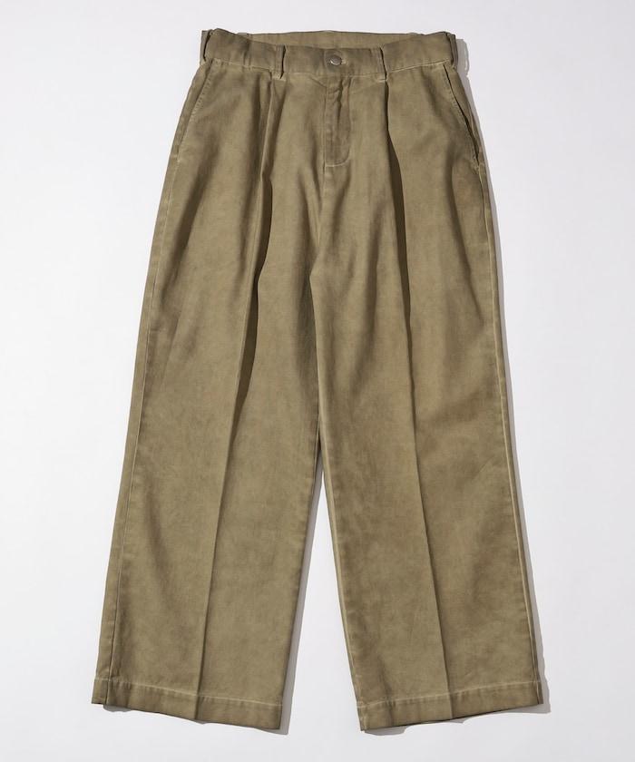 水洗做舊 棉質 打褶 闊腿褲