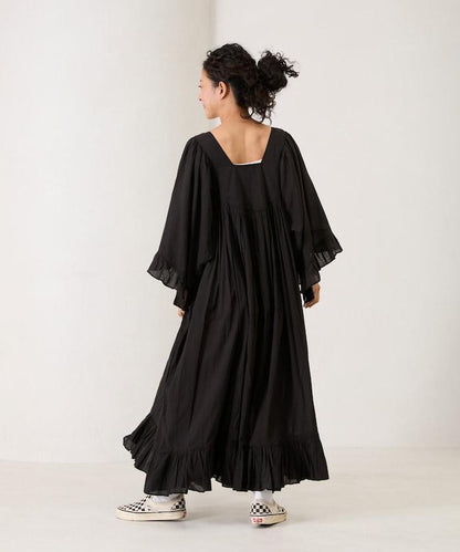 印度方領荷葉邊連衣裙