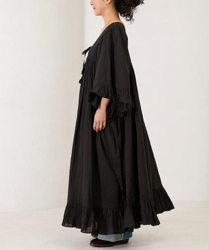 印度方領荷葉邊連衣裙