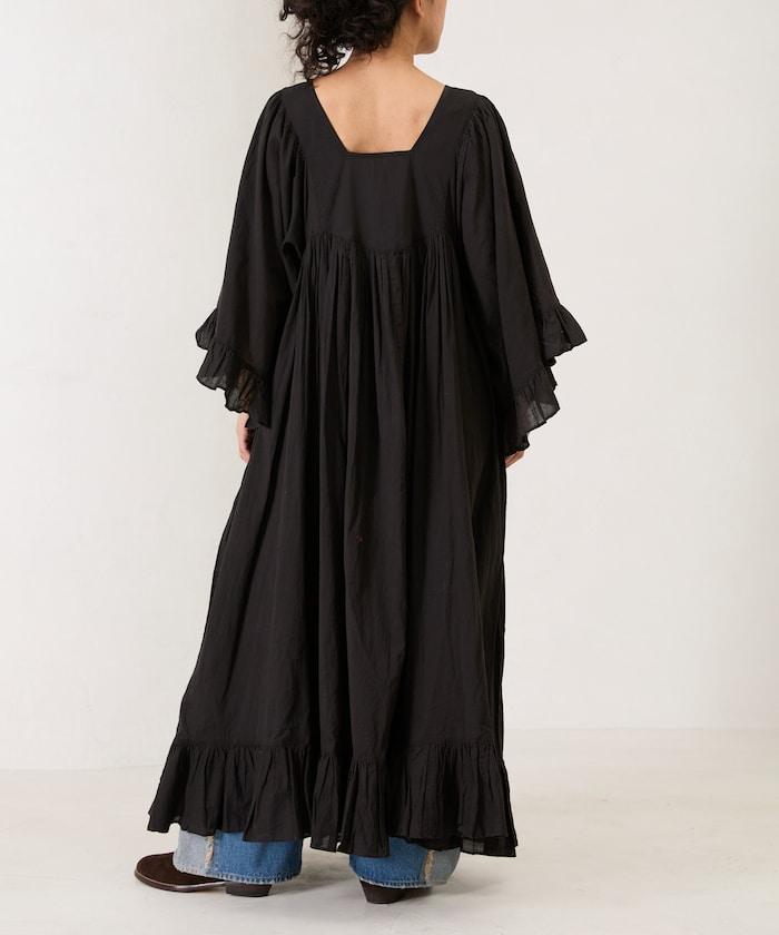 印度方領荷葉邊連衣裙