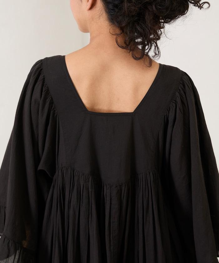 印度方領荷葉邊連衣裙