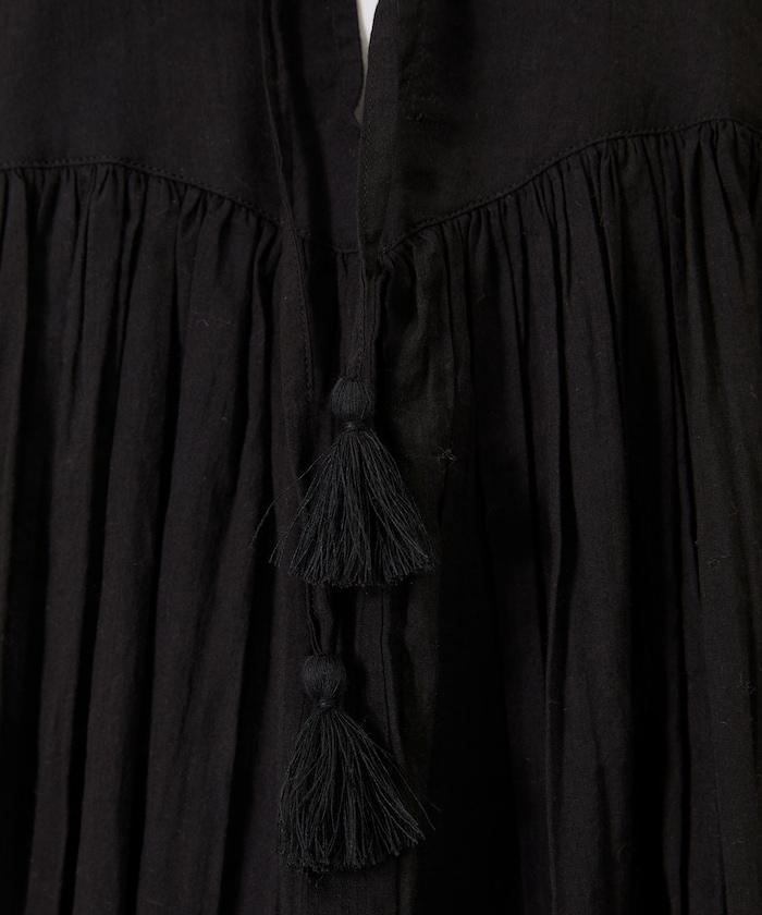 印度方領荷葉邊連衣裙