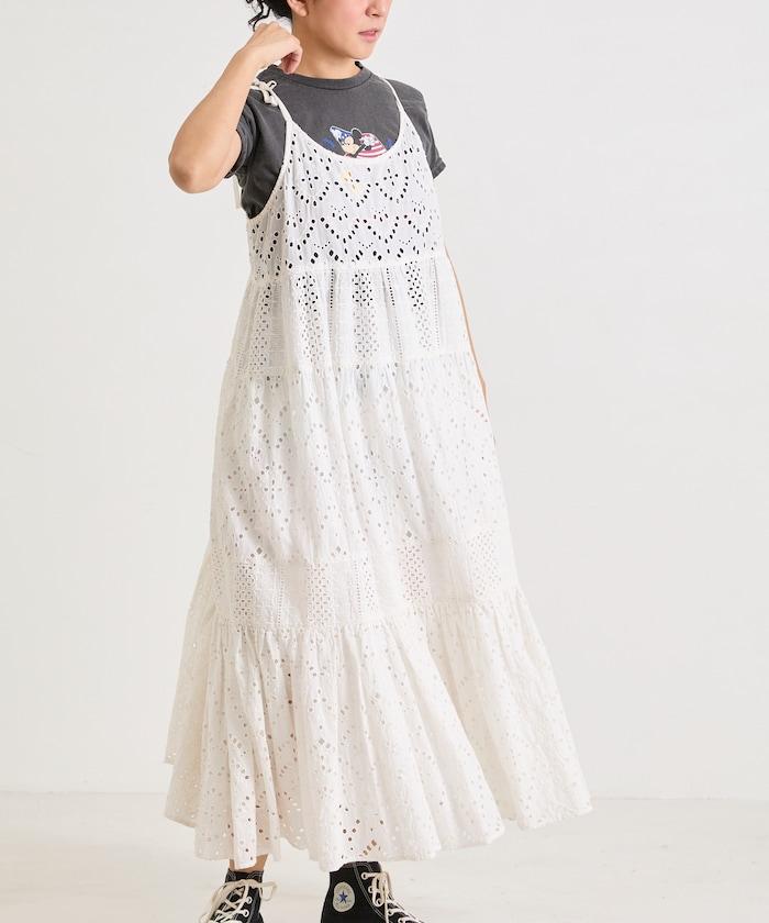 印度刺繡層疊肩部蝴蝶結吊帶連衣裙