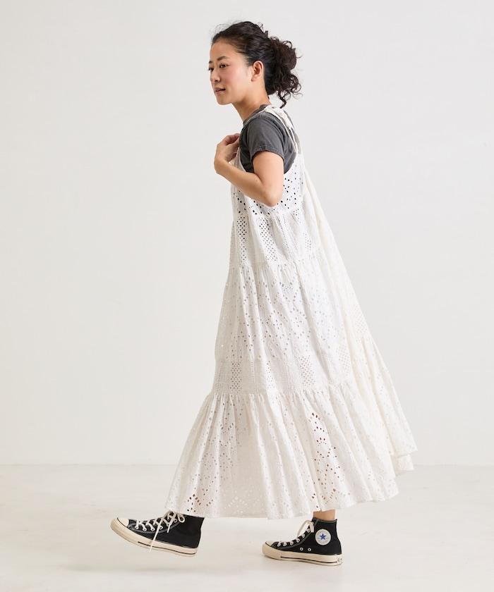 印度刺繡層疊肩部蝴蝶結吊帶連衣裙