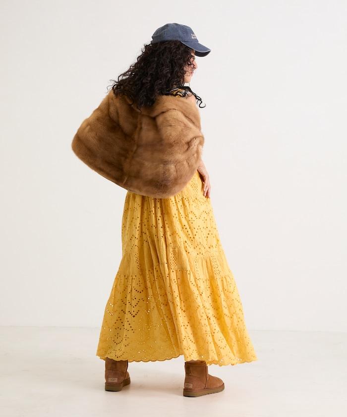 印度刺繡層疊肩部蝴蝶結吊帶連衣裙