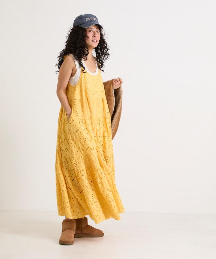 印度刺繡層疊肩部蝴蝶結吊帶連衣裙