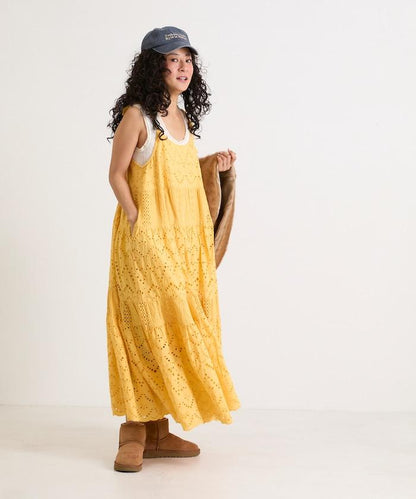 印度刺繡層疊肩部蝴蝶結吊帶連衣裙