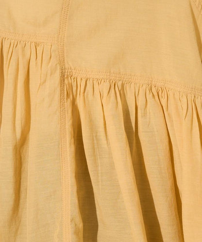 輕薄透紗 前排扣抽褶 襯衫