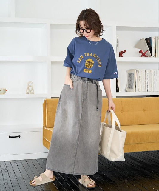 冷感彈力牛仔 速幹功能 直筒設計 半身裙