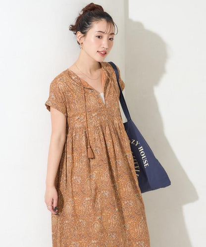 印度佩斯利花紋開襟連衣裙