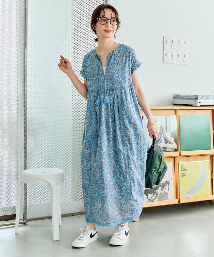 印度佩斯利花紋開襟連衣裙