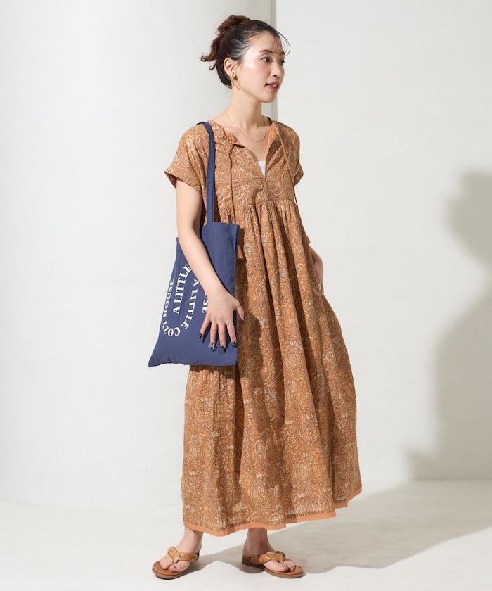 印度佩斯利花紋開襟連衣裙