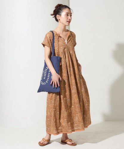 印度佩斯利花紋開襟連衣裙