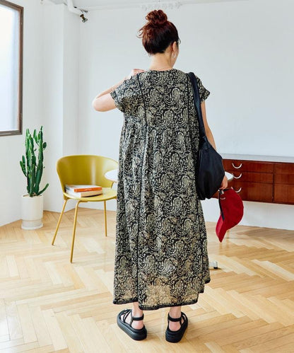 印度佩斯利花紋開襟連衣裙