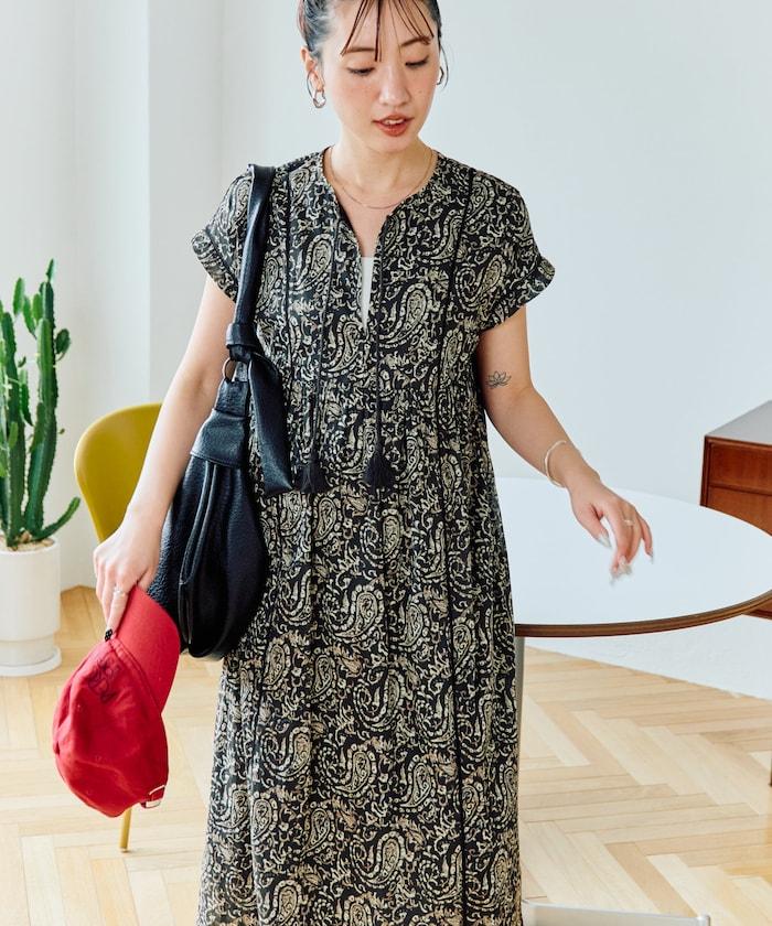 印度佩斯利花紋開襟連衣裙