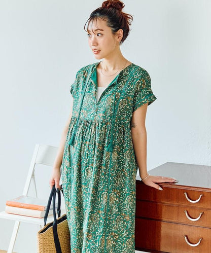 印度佩斯利花紋開襟連衣裙