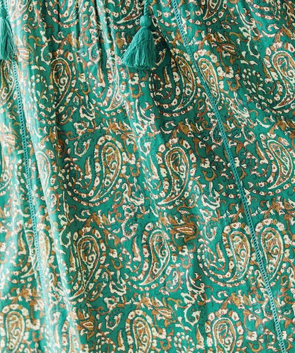 印度佩斯利花紋開襟連衣裙