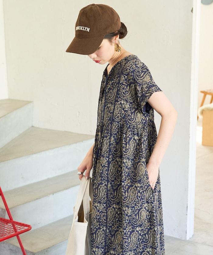 印度佩斯利花紋開襟連衣裙