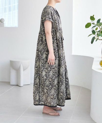 印度佩斯利花紋開襟連衣裙