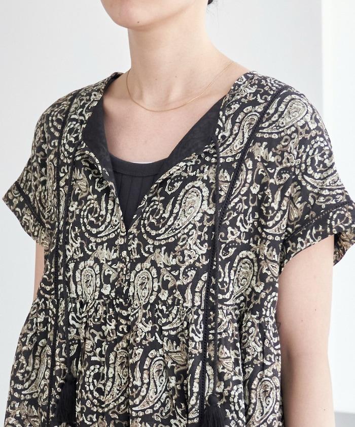 印度佩斯利花紋開襟連衣裙