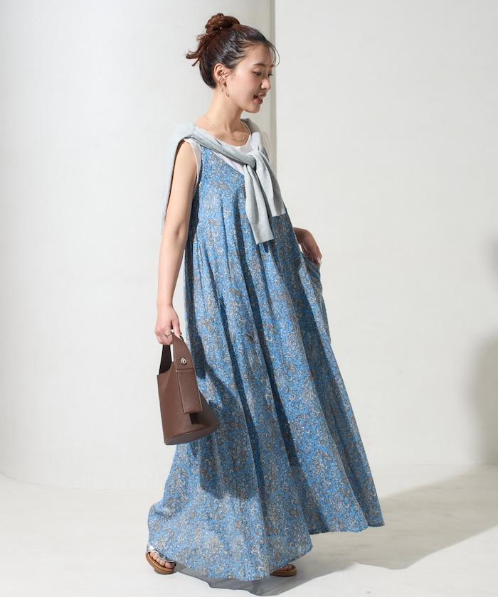 印度腰果花印花吊帶連衣裙