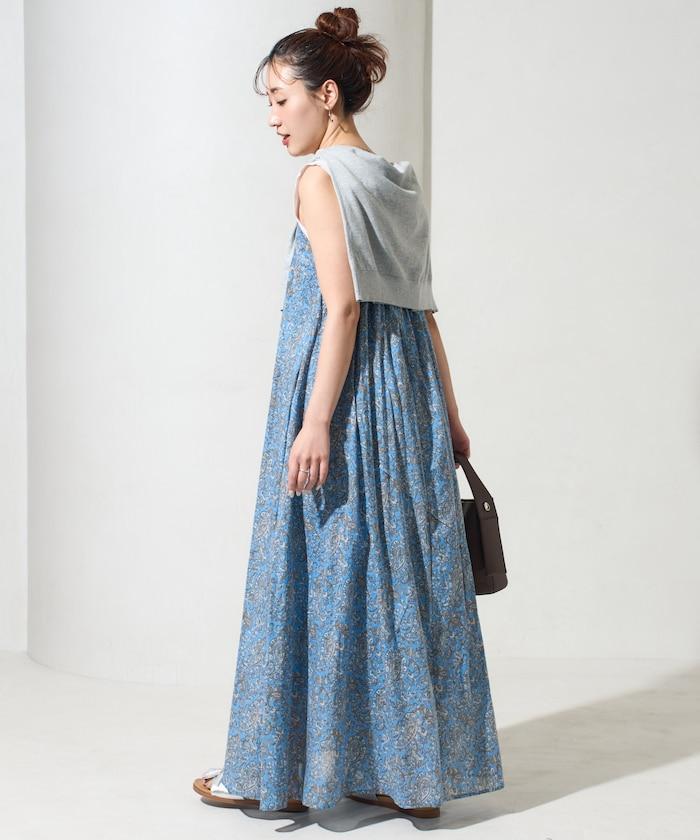 印度腰果花印花吊帶連衣裙